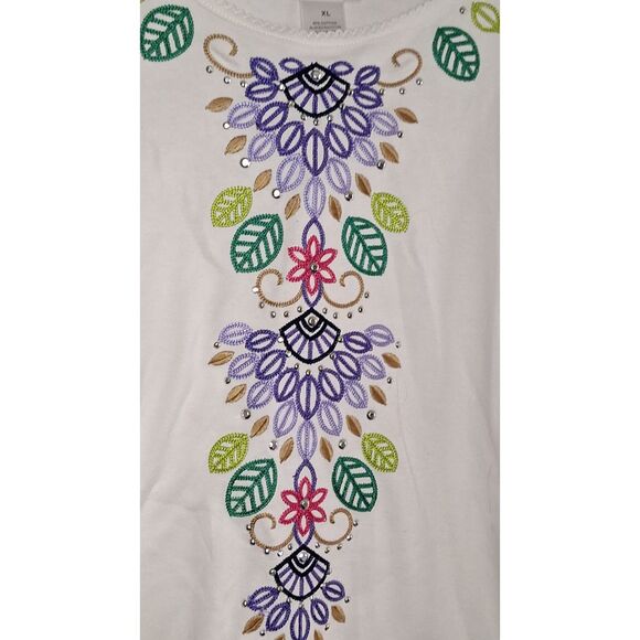 Alfred Dunner Women's Top Embellished Career Cottage Core Embroidered XL - Picture 3 of 7